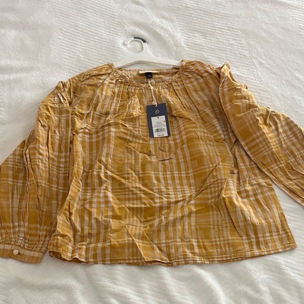 Universal Thread Mustard Plaid Blouse (100% cotton)